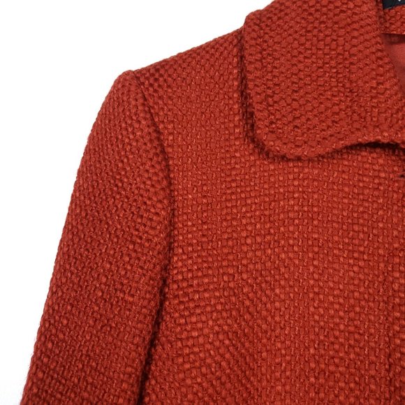 Theory Orange Tweed Button Up Sonoa Wool Coat - Picture 3 of 9